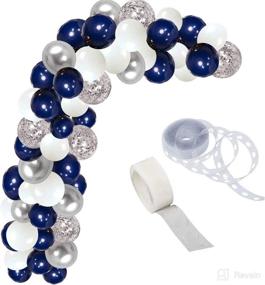 img 4 attached to 🎈 122-Piece Balloon Garland Arch Kit - Navy Blue, Silver Confetti, White Balloon Arch with 16ft Strip Tape - Ideal for Wedding, Birthday, Baby Shower, Graduation, Anniversary & DIY Party Decorations