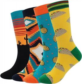 img 4 attached to Cool And Colorful Crew Socks For Men - Novelty, Funky And Fun Design Patterns - Perfect As Casual Gift Pack