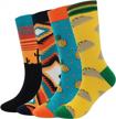 cool and colorful crew socks for men - novelty, funky and fun design patterns - perfect as casual gift pack logo