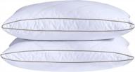 set of 2 puredown® natural goose down feather pillows with oval gusset and leaf quilting, king size, 100% cotton pillow covers for a comfortable sleep experience logo
