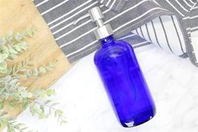 img 1 attached to Cornucopia 16-Ounce Cobalt Blue Glass Bottles w/Stainless Steel Pumps (2-Pack): Ideal Soap Dispensers for Essential Oils, Lotions, Liquid Soap, and More