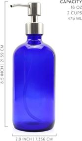 img 2 attached to Cornucopia 16-Ounce Cobalt Blue Glass Bottles w/Stainless Steel Pumps (2-Pack): Ideal Soap Dispensers for Essential Oils, Lotions, Liquid Soap, and More