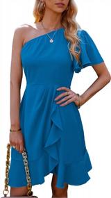 img 4 attached to Flaunt Your Style With Angashion One-Shoulder Ruffle Hem Summer Dress For Women