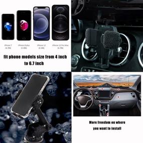 img 2 attached to 💎 Bling Crystal Rhinestone Car Phone Mount Holder for Women and Girls - Stylish Car Accessories for Windshield Dashboard, Compatible with iPhone and Most Cellphones (Black)