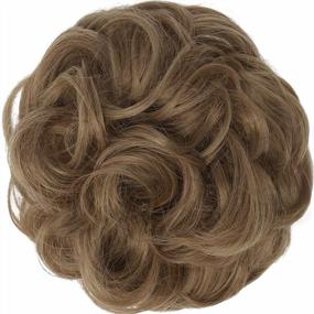 img 3 attached to Light Brown Mix Natural Blonde Synthetic Messy Bun Hair Piece Curly Large Scrunchies Extensions Tousled Updo Hairpieces For Women Girls