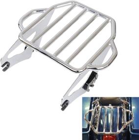 img 4 attached to 🛵 AUFER Chrome Detachable Adjustable Two-Up Tour Pak Luggage Rack Mounting for 2009-2022 Touring Electra Glide Road King Street Glide