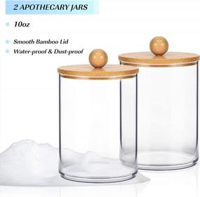 img 2 attached to SGHUO Bathroom Accessories Set 4, 2Pcs 16Oz Soap Dispensers & 2 Plastic Qtip Apothecary Jars With Bamboo Lids For Restroom Bathroom Home Decor Kitchen Vanity Makeup Table Hand Soap Organizer