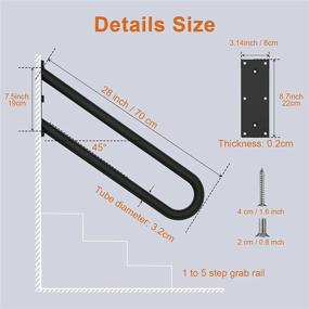 img 3 attached to 28 Inch Oil Rubbed Black U Shaped Handrail - 1.25" Tube For 1-5 Steps | ZUEXT Safety Grab Bar For Stairs, Garage Entry & Exterior Stairways