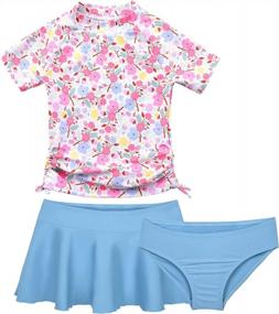 img 4 attached to Cadocado'S UPF 50+ Floral 3-Piece Swim Set For Girls: Stay Safe And Stylish!