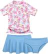 cadocado's upf 50+ floral 3-piece swim set for girls: stay safe and stylish! logo