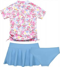 img 3 attached to Cadocado'S UPF 50+ Floral 3-Piece Swim Set For Girls: Stay Safe And Stylish!