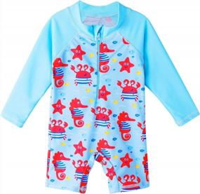 img 4 attached to Protect Your Little Boy From The Sun With XFGIRLS UPF 50+ Long Sleeve Swimsuit