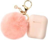 filoto airpods case cover with keychain and pompom - cute silicone protective cover for apple airpods 1&2 charging case - ideal gift for women and girls - cividini pink color logo