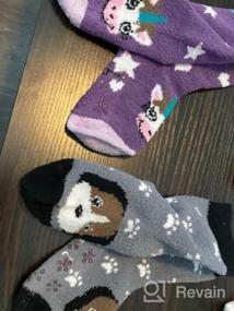 img 6 attached to Kids Fleece Lined Slipper Socks, Toddler Boys Girls Non Slip Grips Winter Indoor Warm Cozy Fluffy Socks