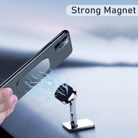 img 3 attached to 📱 GOOG Small Magnetic Mobile Phone Car Mount, 360° Rotation with Adjustable Arm, Powerful Magnet, 3M Adhesive Dashboard Stick-On, Upgrade Smart Cell Stand Holder for Car, Truck, Desk (Silver) CS17