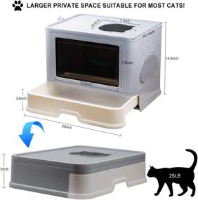 img 3 attached to ONENIN Foldable Cat Litter Box: Large Top 🐱 Entry Anti-Splashing Box with Lid, Easy to Clean, Grey