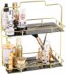 gold 2 tier makeup organizer shelf with removable glass tray - wire vanity storage rack for dresser, countertop, bathroom and more - zosenley cosmetic basket for efficient organization logo