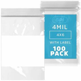 img 4 attached to 100 Pack 4 Mil Thick Clear Plastic Reclosable Zip Bags With White Block For Labeling, Heavy Duty Poly Baggies With Resealable Zipper Top Lock - 4 X 6 Inches.