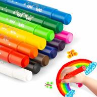нетоксичные моющиеся темперные палочки maymoi для детей - быстросохнущие, без беспорядка (12 ярких цветов, 6 г) логотип