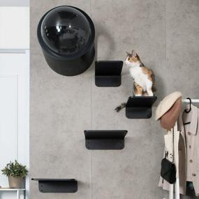img 2 attached to Wall-Mounted Wooden Cat Shelf, Floating Cat Perch, And Cat Tree In Black By MYZOO Lack