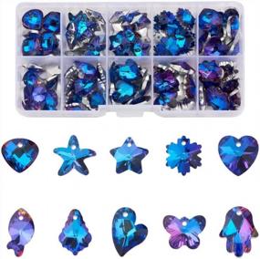 img 4 attached to Beadthoven 100Pcs Sea Blue Rhinestone Charms: Perfect For DIY Jewelry Making