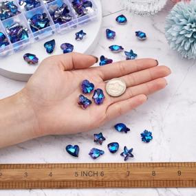 img 1 attached to Beadthoven 100Pcs Sea Blue Rhinestone Charms: Perfect For DIY Jewelry Making