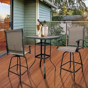 img 1 attached to Набор из 2 серых уличных высоких стульев для бистро - всепогодные поворотные обеденные стулья для патио, садовой и садовой мебели