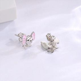 img 2 attached to Hypoallergenic 925 Sterling Silver Animals Mushroom Butterfly Stud Earrings Pig Cow Otter Deer Ear Studs For Women Teens Girls