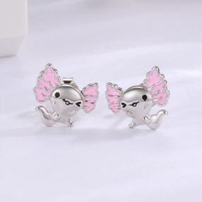 img 3 attached to Hypoallergenic 925 Sterling Silver Animals Mushroom Butterfly Stud Earrings Pig Cow Otter Deer Ear Studs For Women Teens Girls