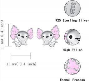 img 1 attached to Hypoallergenic 925 Sterling Silver Animals Mushroom Butterfly Stud Earrings Pig Cow Otter Deer Ear Studs For Women Teens Girls