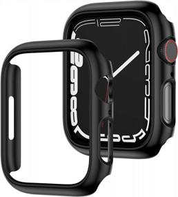 img 4 attached to Ultimate Protection For Your Apple Watch 7 41Mm: NANW 2 Pack Hard PC Shockproof Cover Bumper In Black/Black