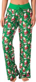 img 4 attached to Удобные рождественские пижамные штаны для женщин с талией Дравстринг и широкими ногами
