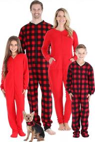 img 4 attached to Fleece Buffalo Plaid And Solid Red Onesie Pajamas Set For The Whole Family - Sleepyheads