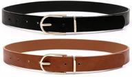 women's faux leather waist belts for jeans - 2 pack brown logo