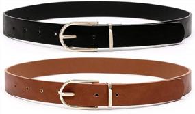 img 4 attached to Women'S Faux Leather Waist Belts For Jeans - 2 Pack Brown