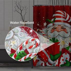 img 1 attached to Emvency Red Festive Santa Claus Gifts Shower Curtain Set - Waterproof Fabric Bathroom Decor With 12 Hooks - 72"X72