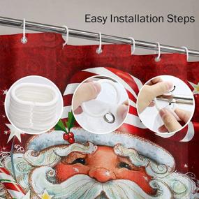img 2 attached to Emvency Red Festive Santa Claus Gifts Shower Curtain Set - Waterproof Fabric Bathroom Decor With 12 Hooks - 72"X72