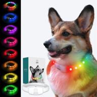 🐶 mochi ruffer led dog collar: 8 color modes, usb rechargeable, cuttable rainbow collar - ideal for night walking, outdoor camping, and safety visibility of small to xl dogs logo