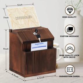 img 3 attached to KYODOLED Wood Suggestion Box With Lock Wall Mounted,Rustic Ballot Box Donation Box Key Drop Box With Clear Acrylic Sign Holder And 30 Free Suggestion Cards 9H X 6.9W X 8.5L Inch