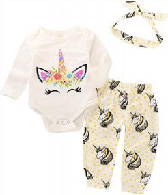 img 4 attached to 3-Piece Unicorn Outfit Set For Girls In White: MOLYHUA'S Perfect Gift For Unicorn Lovers