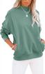 lightweight casual women's sweatshirt with long sleeves, mock turtleneck, loose fit and pocket - perfect tunic pullover logo
