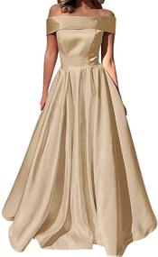 img 4 attached to YuNuo Dresses Shoulder Evening Champagne Women's Clothing - Dresses