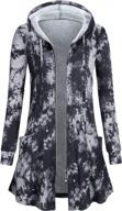 miusey women's lightweight hooded tunic sweatshirt: zip-up long jacket, open front cardigan logo