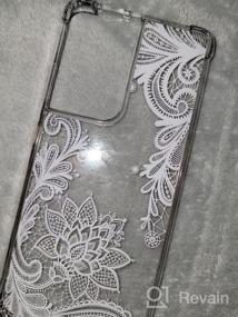 img 8 attached to Cutebe Cute Clear Crystal Case для Samsung Galaxy S21 Ultra 5G 6,8 дюйма, ударопрочная серия, жесткий ПК + бампер TPU, устойчивый к желтому цвету защитный чехол, белый цветочный дизайн для женщин, девочек (белый)