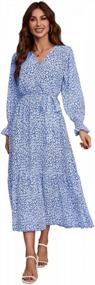 img 4 attached to Women'S Boho Floral Long Sleeve Ruffle Wrap A-Line Flowy Maxi Dress For Spring/Fall