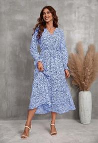 img 1 attached to Women'S Boho Floral Long Sleeve Ruffle Wrap A-Line Flowy Maxi Dress For Spring/Fall