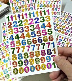 img 2 attached to Sparkling Glitter Metallic Foil Reflective Number Stickers: Colorful 0-9, 10 Self-Adhesive Sheets for 🎉 Kid's Scrapbook, Birthday Party, Photo, Card, Envelope, Diary, Album. Each Number Measures 0.5 Inches in Height