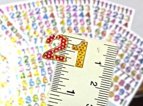 img 1 attached to Sparkling Glitter Metallic Foil Reflective Number Stickers: Colorful 0-9, 10 Self-Adhesive Sheets for 🎉 Kid's Scrapbook, Birthday Party, Photo, Card, Envelope, Diary, Album. Each Number Measures 0.5 Inches in Height