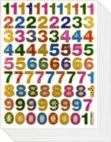 img 4 attached to Sparkling Glitter Metallic Foil Reflective Number Stickers: Colorful 0-9, 10 Self-Adhesive Sheets for 🎉 Kid's Scrapbook, Birthday Party, Photo, Card, Envelope, Diary, Album. Each Number Measures 0.5 Inches in Height