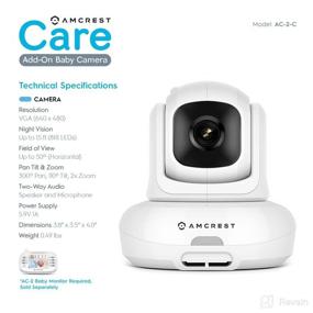 img 3 attached to 📷 Amcrest AC-2 Add-on Camera Unit for Video Baby Monitor – Two-Way Audio, Motion Detection, Pan/Tilt/Zoom, Temperature Sensor, Night Vision (AC-2-C)